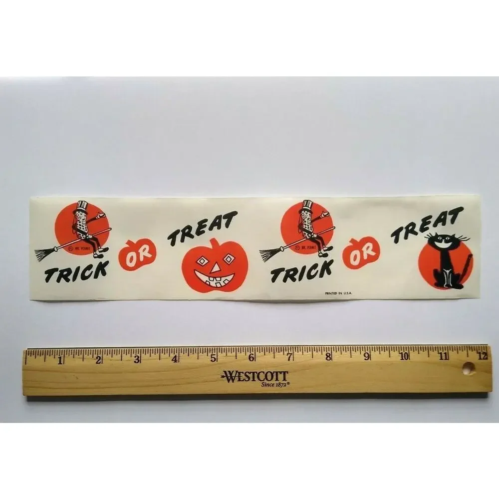 Mr Peanut Halloween Wax Paper Steamer Banner Original 1940s Planters Peanuts Art